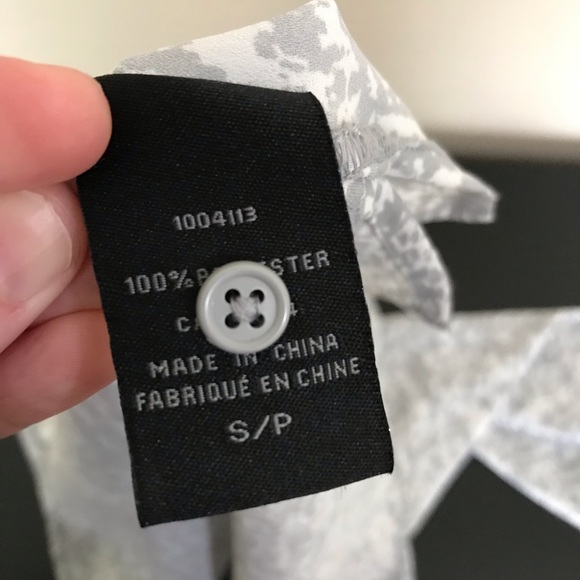 Kenneth Cole Select Women’s Blouse | Grey and White Split Neck Long Sleeve Top - Picture 10 of 12